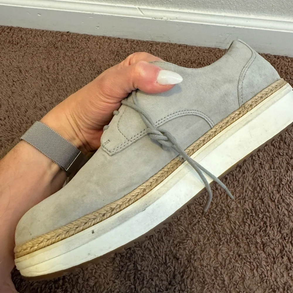 Clarks Teadale Rhea Oxfords Light Grey Suede Shoes Size 10 - Picture 11 of 11